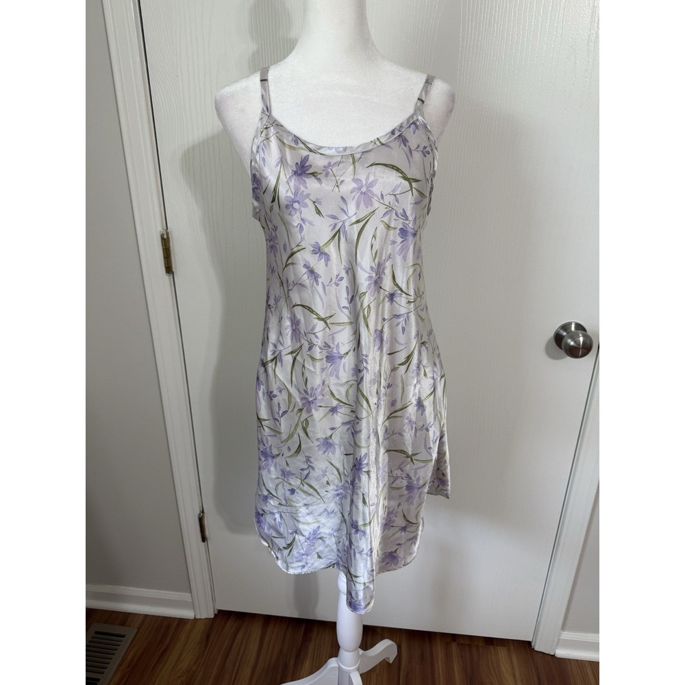 Gilligan O'Malley Purple Floral 100% Polyester Chemise Satin Nightgown Size S